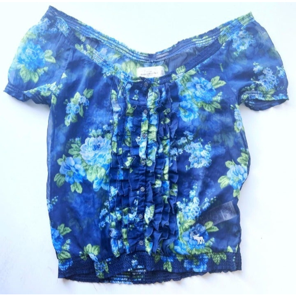 Cottagecore Blue Sheer Top Lot - Picture 2 of 6